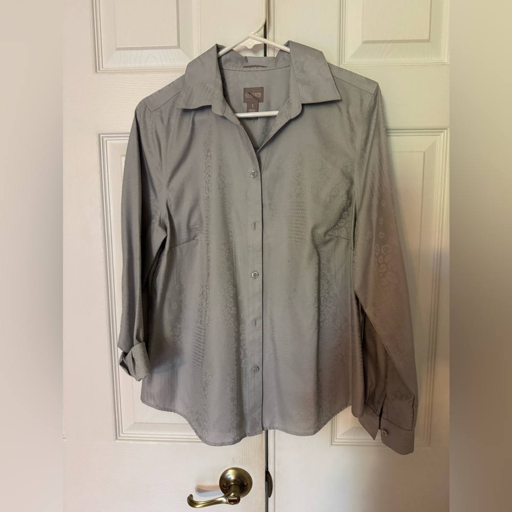Chico's Gray Button-Up Blouse